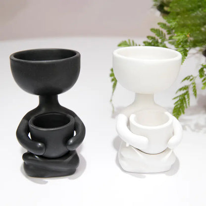 Ceramic Figurine Vase, Home Decor Planter Piece